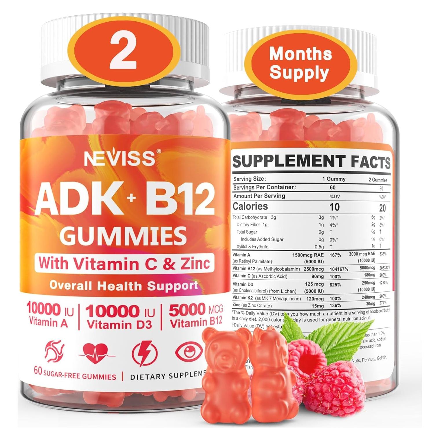 Multivitaminas Gominolas Veganas ADK + B12 Sin Azúcar 60 Unidades