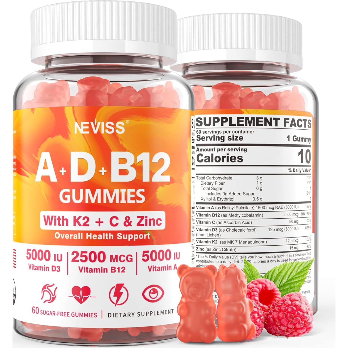 Multivitaminas Gominolas Veganas ADK + B12 Sin Azúcar 60 Unidades