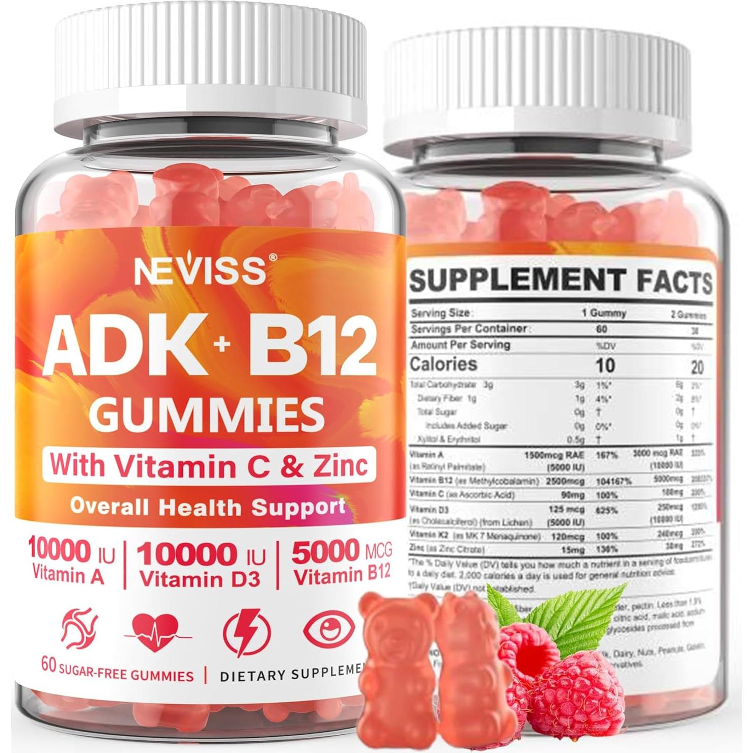 Multivitaminas Gominolas Veganas ADK + B12 Sin Azúcar 60 Unidades