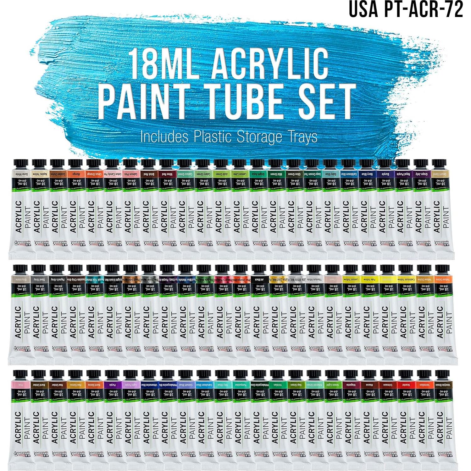 Set de Pintura Acrílica Profesional 72 Colores 12ml Suministro de Arte