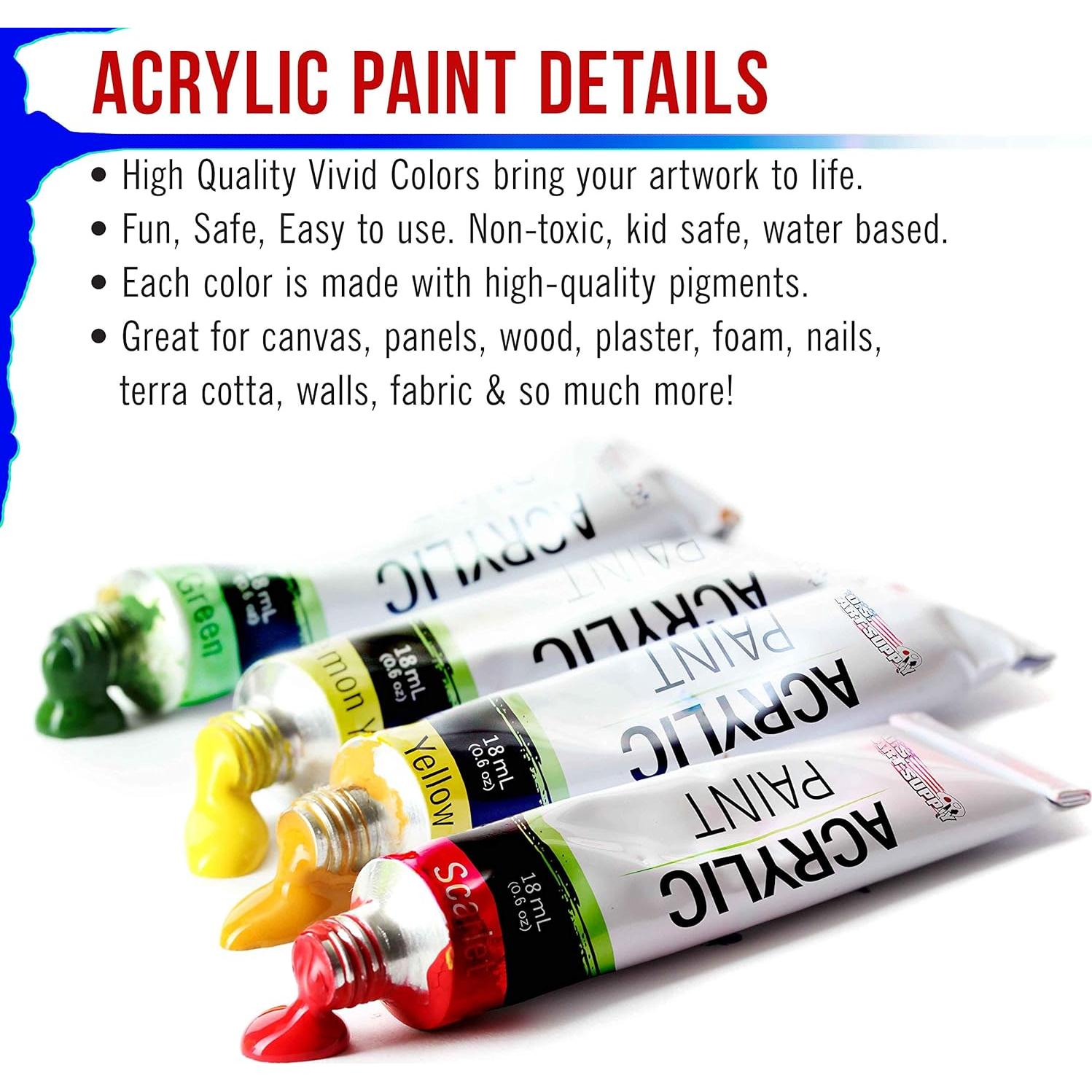 Set de Pintura Acrílica Profesional 72 Colores 12ml Suministro de Arte