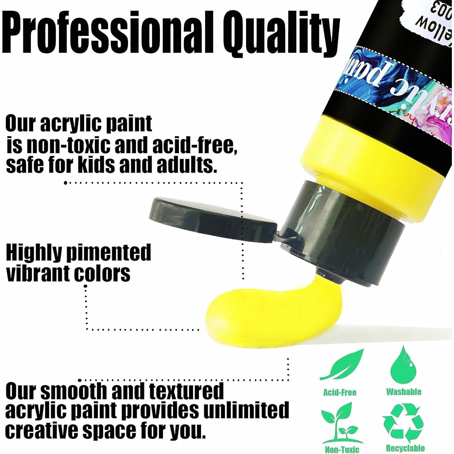 Juego de Pintura Acrílica Huestry 76 PCS 64 Colores 60 ml