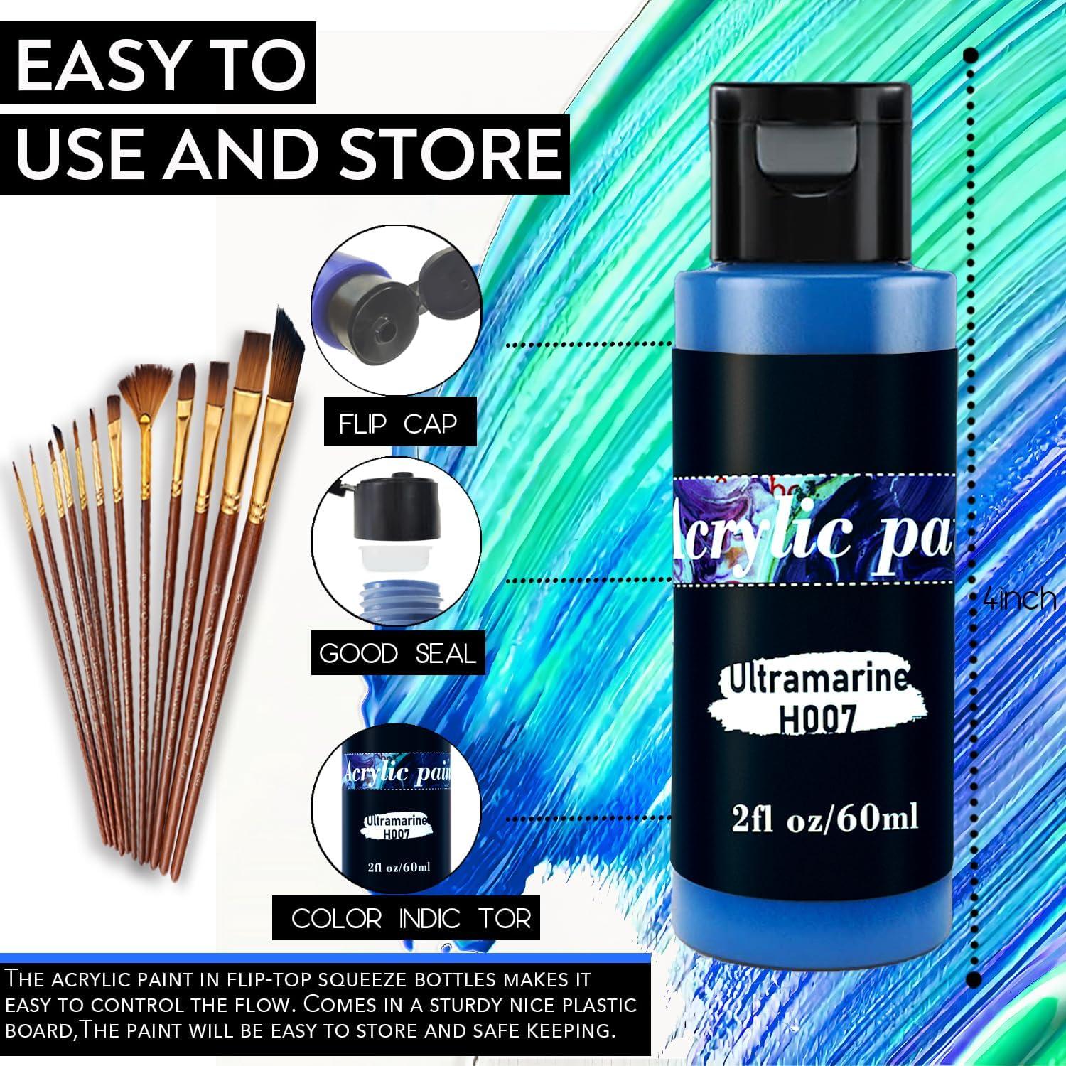 Juego de Pintura Acrílica Huestry 76 PCS 64 Colores 60 ml