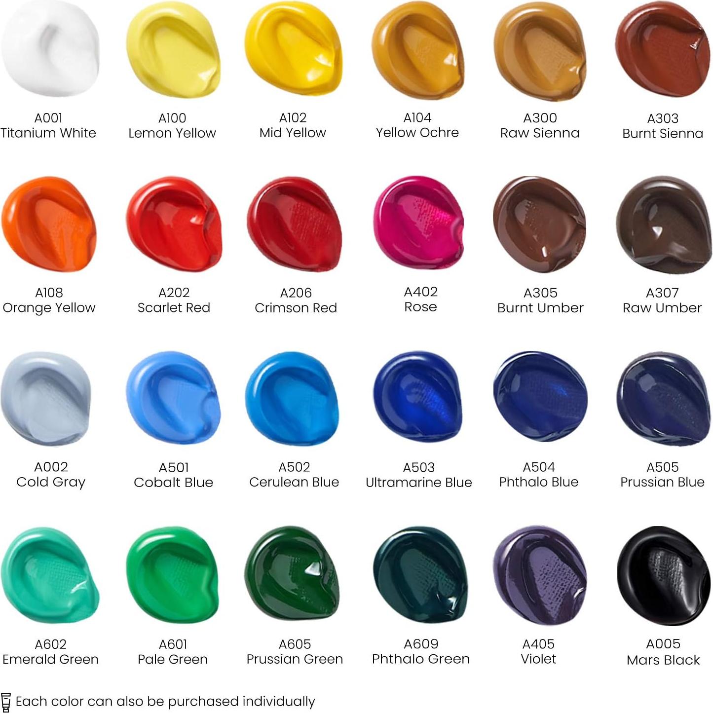 Set de 24 Pinturas Acrílicas ARTEZA 22 ml No Tóxicas