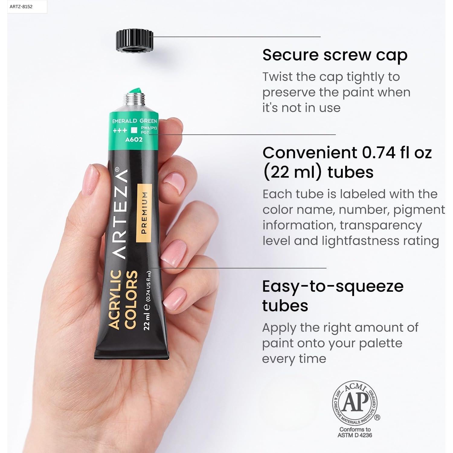 Set de 24 Pinturas Acrílicas ARTEZA 22 ml No Tóxicas