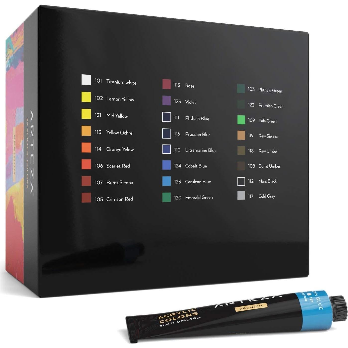 Set de 24 Pinturas Acrílicas ARTEZA 22 ml No Tóxicas