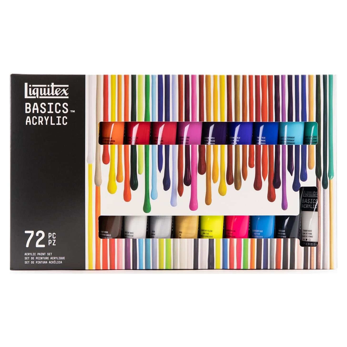 Juego de 72 colores acrílicos Liquitex Basics 22 ml cada uno