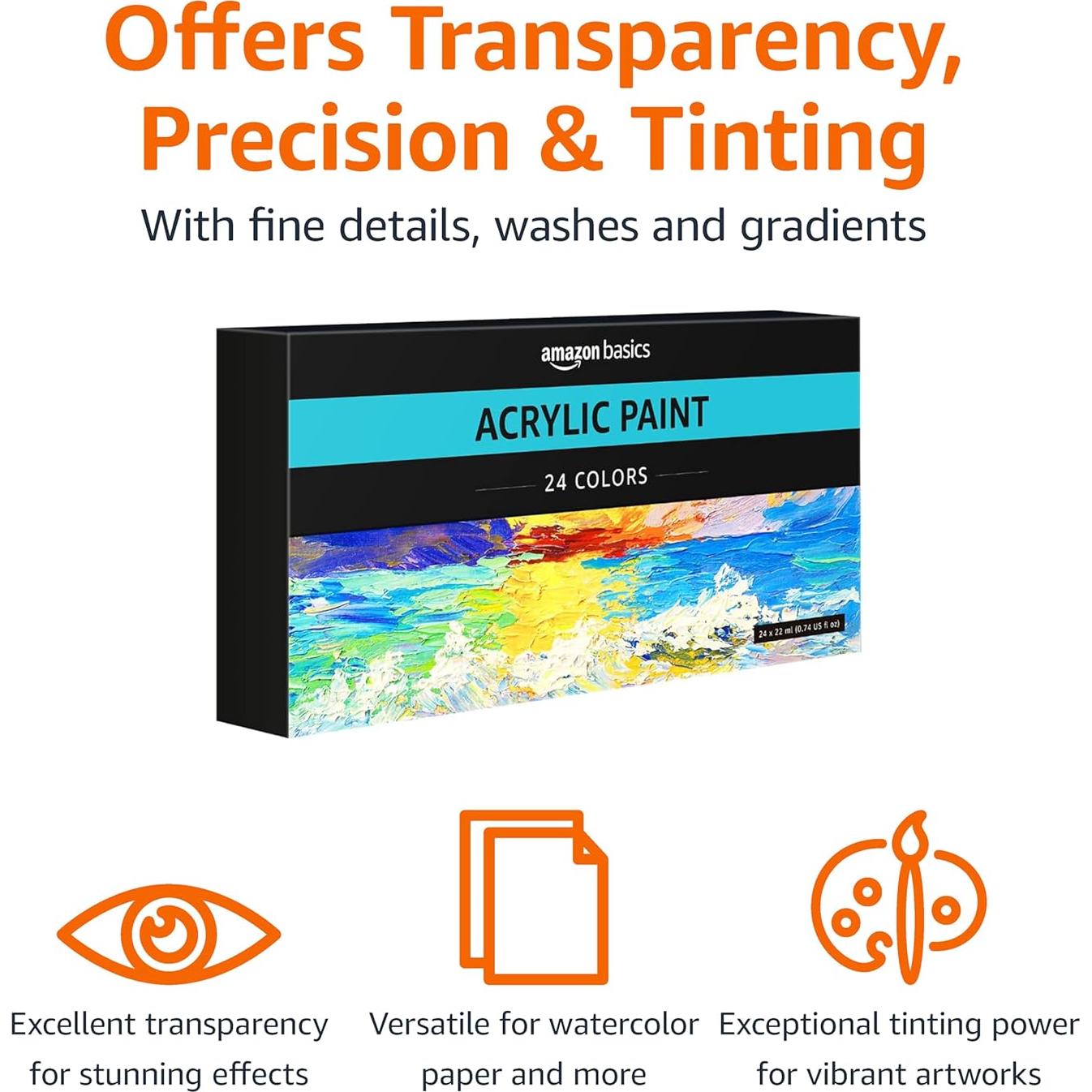 Juego de Pintura Acrílica Amazon Basics 24 Colores 21g