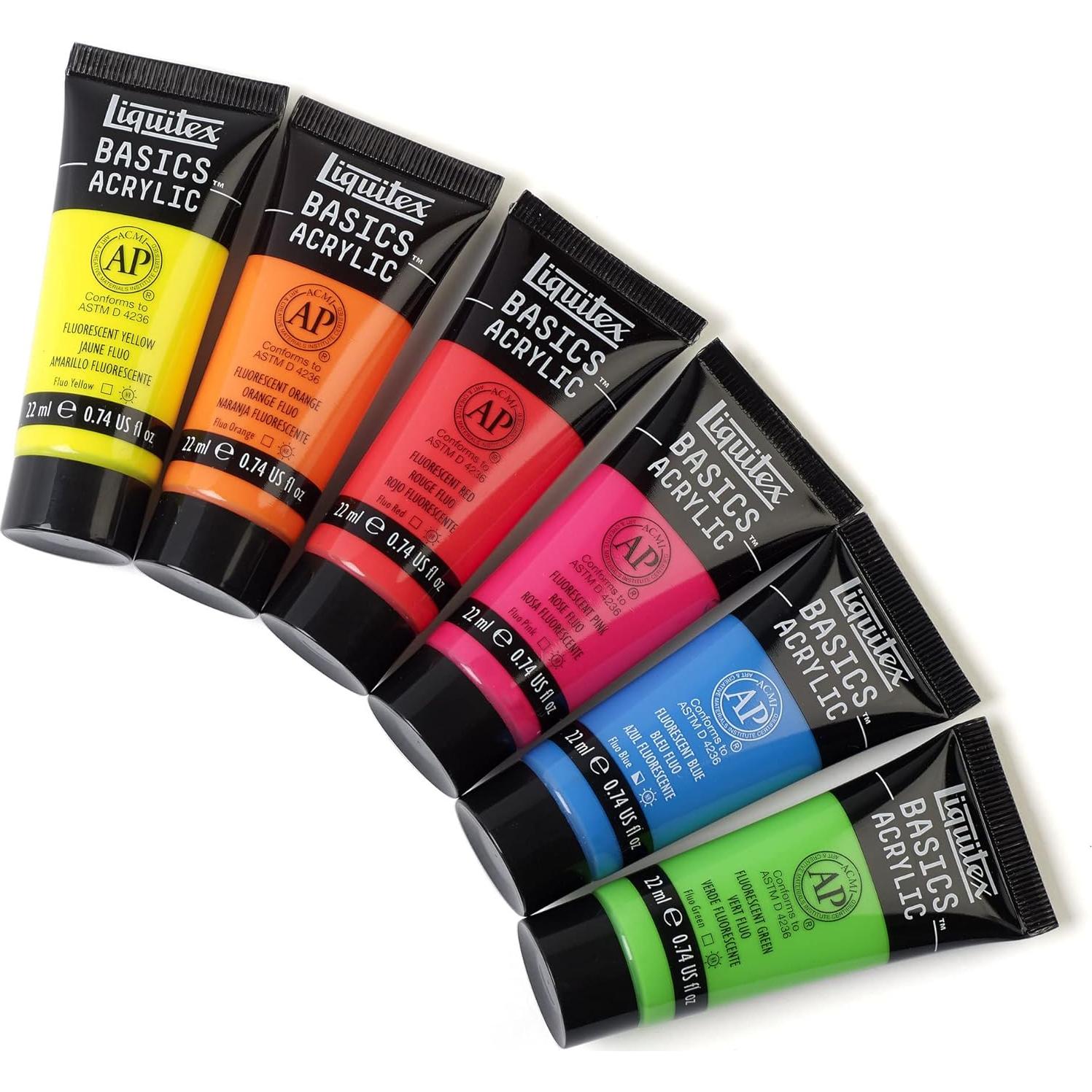 Juego de Pintura Acrílica Liquitex Basics Fluorescente 6 x 22 ml