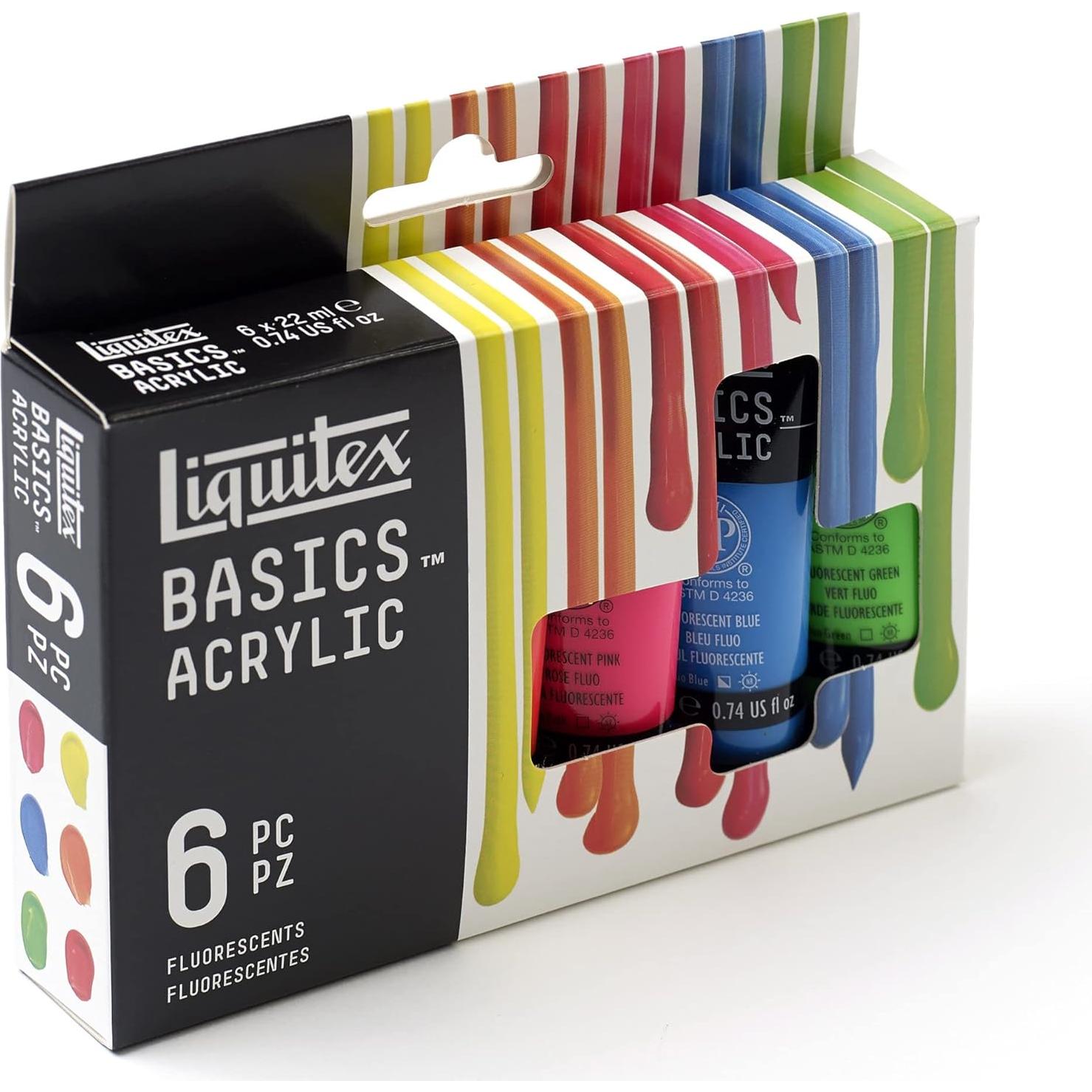 Juego de Pintura Acrílica Liquitex Basics Fluorescente 6 x 22 ml