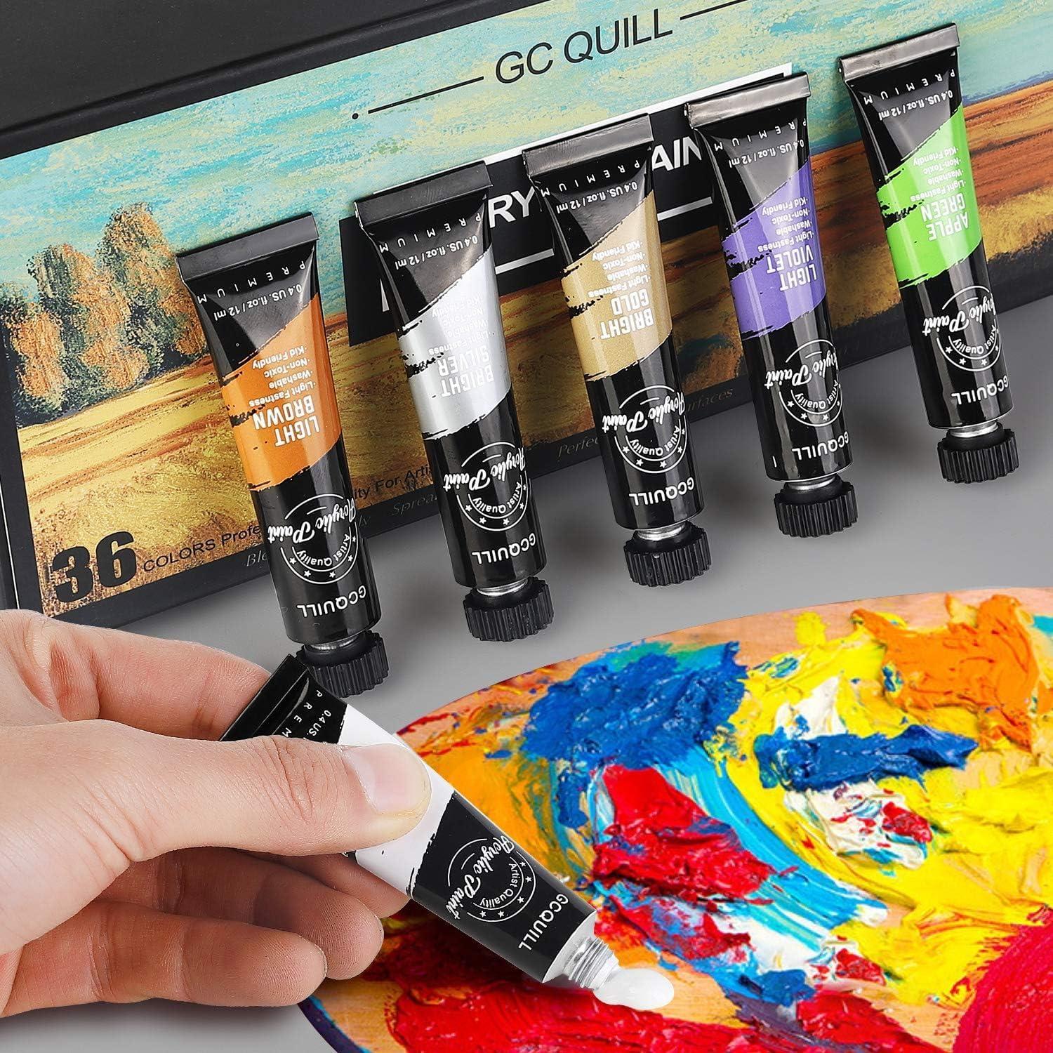 Set de Pintura Acrílica GC QUILL 54 Piezas con Lienzos y Pinceles