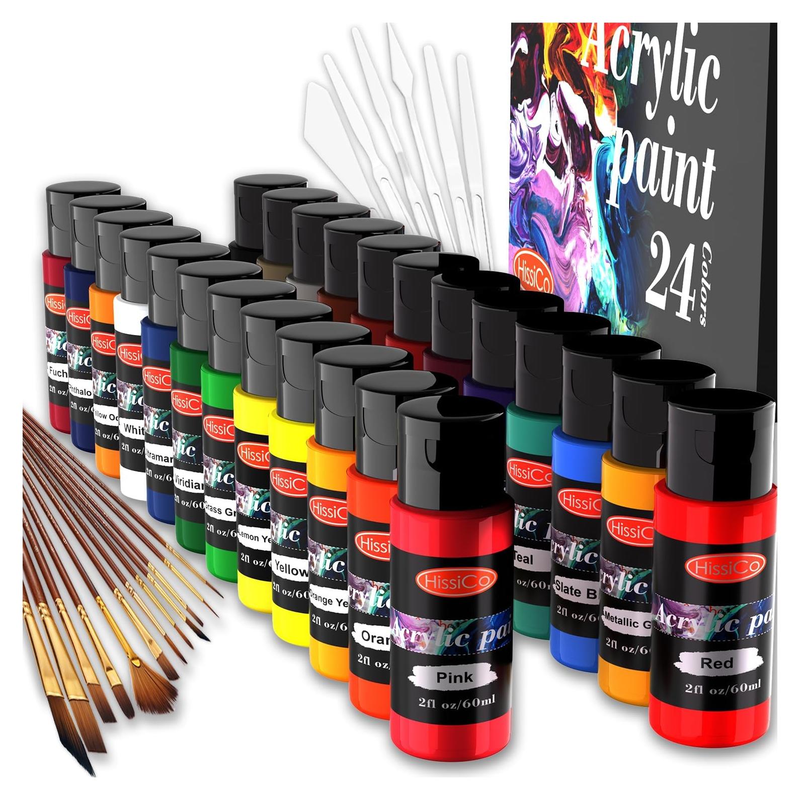 Set de Pintura Acrílica HissiCo 42 Piezas 24 Colores 60ml