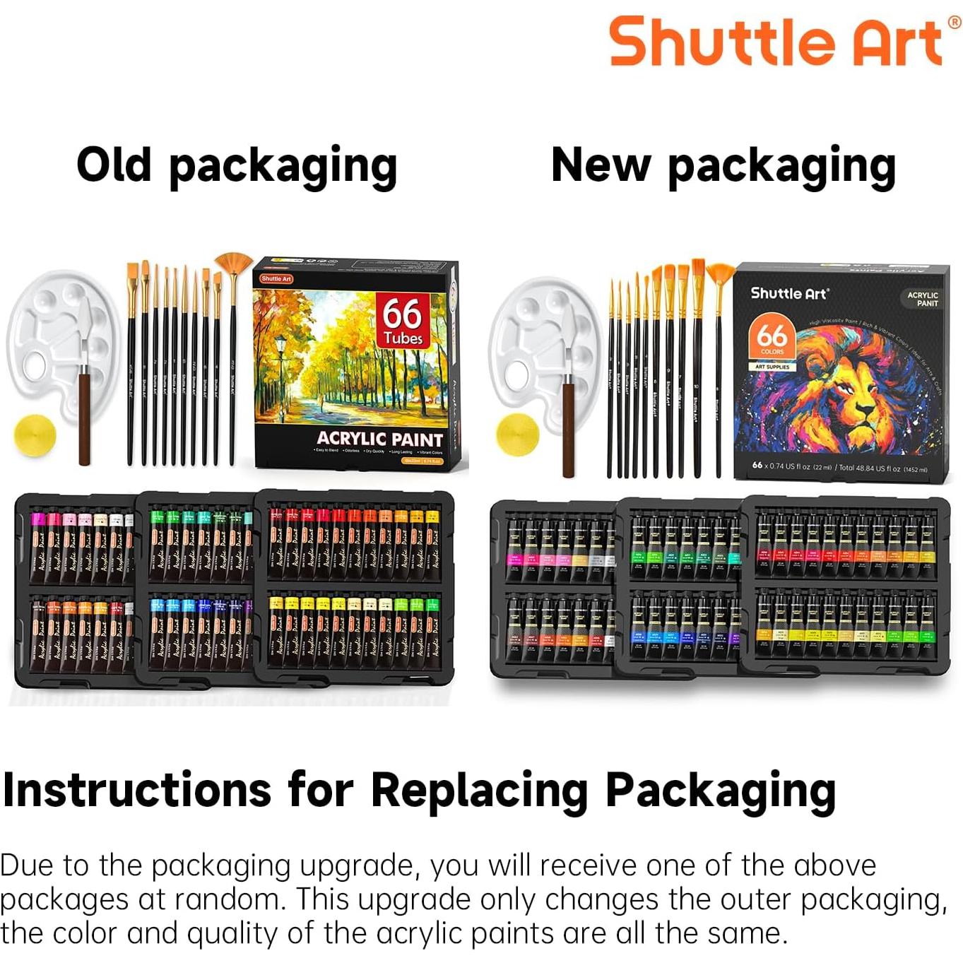 Set de Pintura Acrílica Shuttle Art 66 Colores 82 Piezas