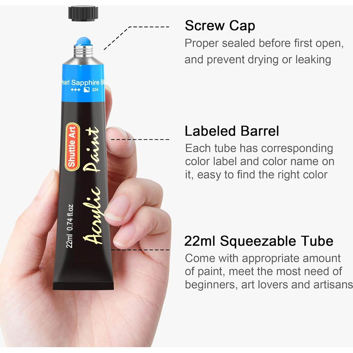 Set de Pintura Acrílica Shuttle Art 66 Colores 82 Piezas