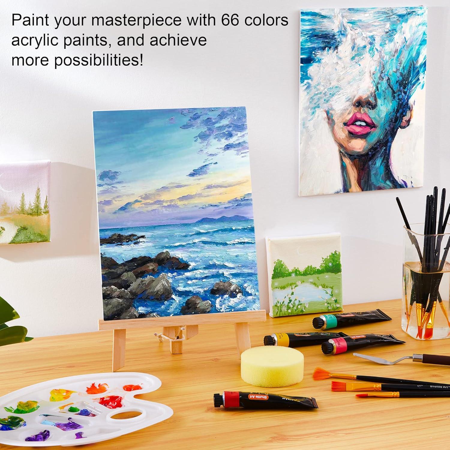 Set de Pintura Acrílica Shuttle Art 66 Colores 82 Piezas