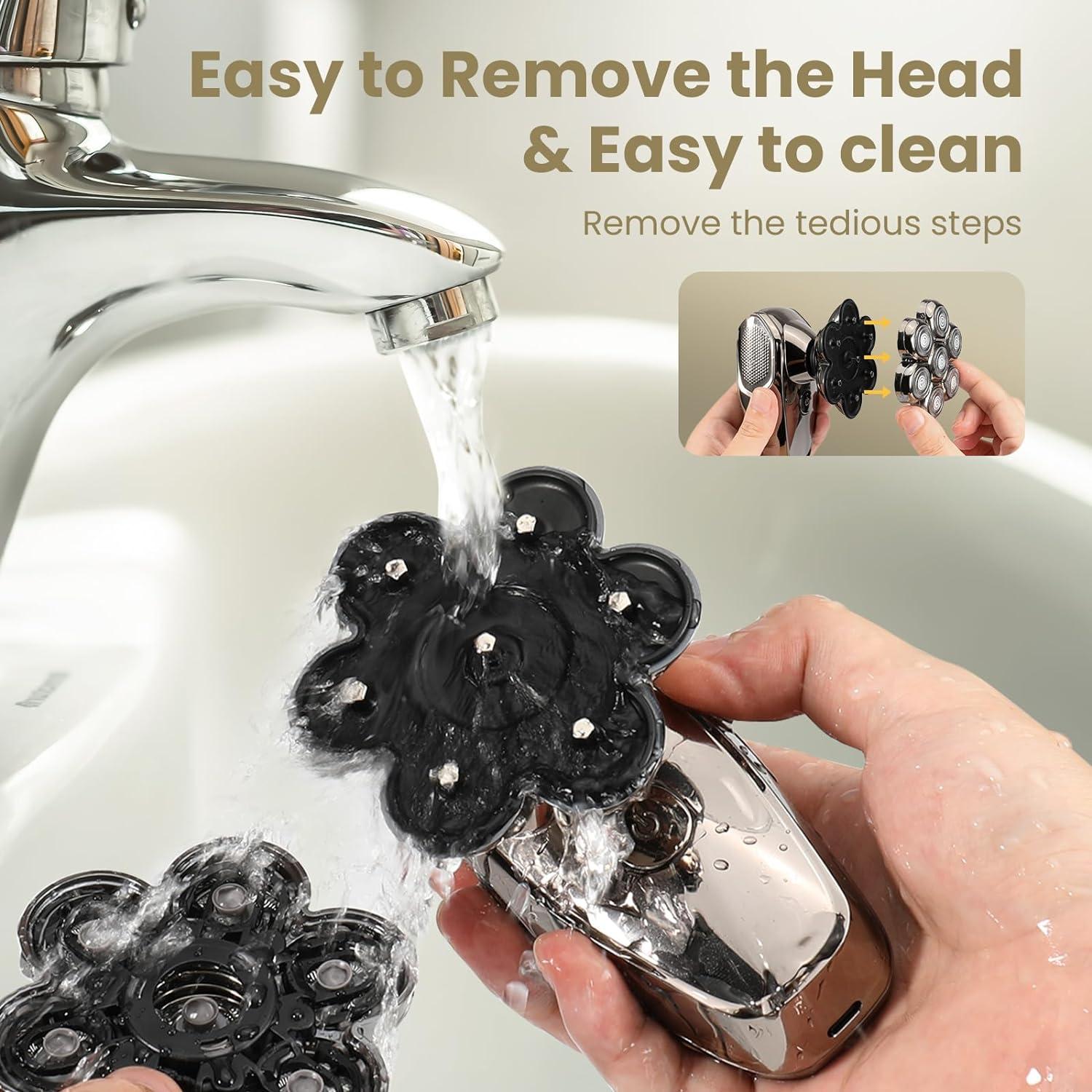 Afeitadora de Cabeza SHPAVVER 7D Desmontable IPX7 Carga Tipo C