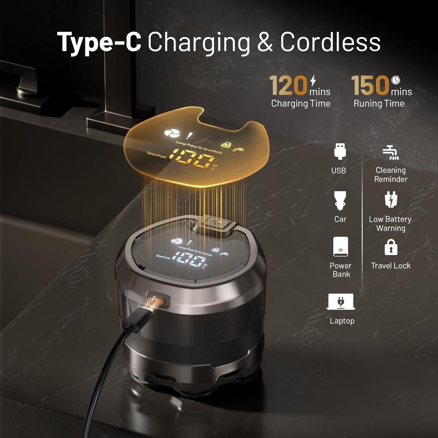 Afeitadora Eléctrica 7D NIWUIO para Cabeza Calva - Afeitado Húmedo/Seco