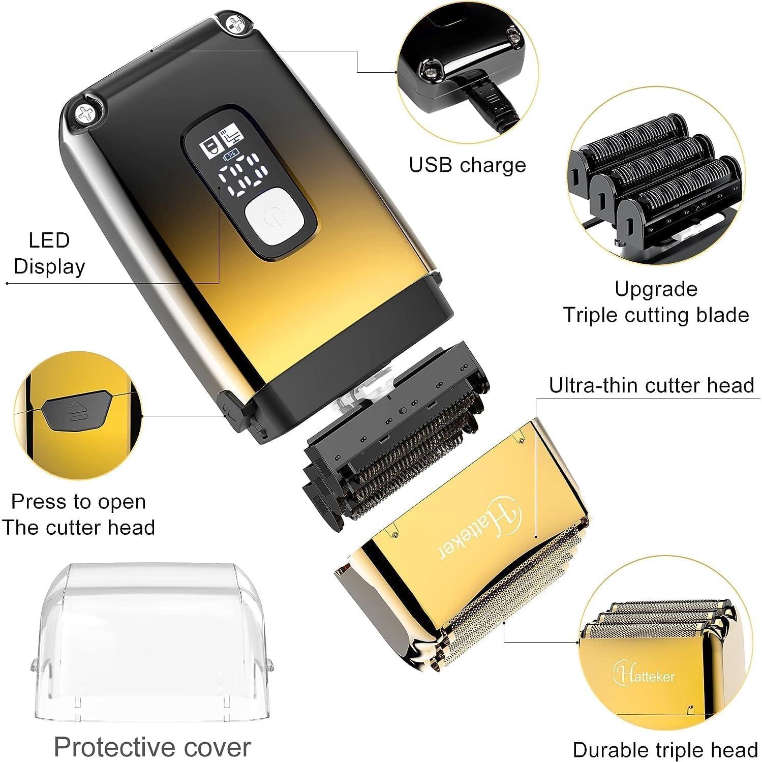 Afeitadora Eléctrica Hatteker RSCW-767 2 en 1 Impermeable