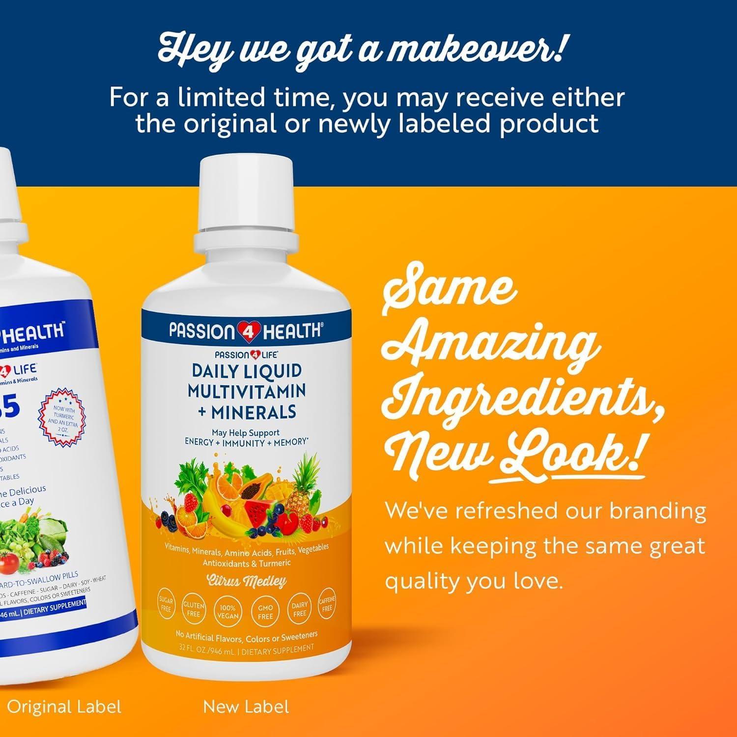 Líquido Multivitamínico Passion 4 Life 30oz - Sin OGM, Sin Soja