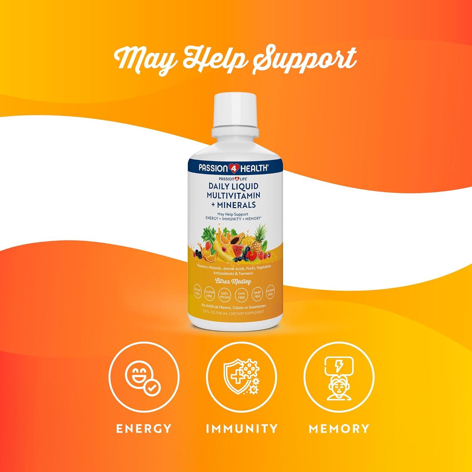 Líquido Multivitamínico Passion 4 Life 30oz - Sin OGM, Sin Soja