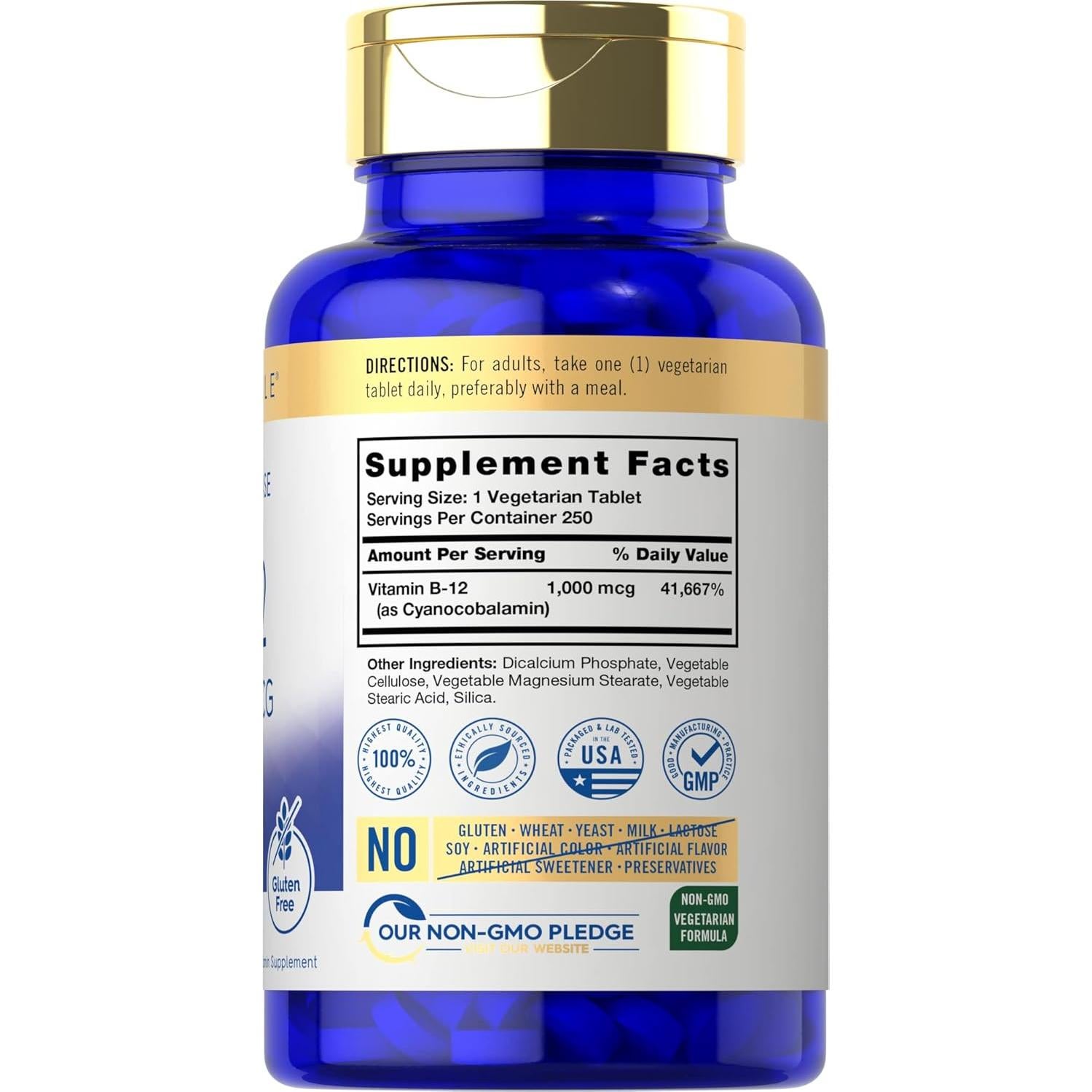 Carlyle Vitamina B12 1000 mcg 250 Tabletas Liberación Prolongada