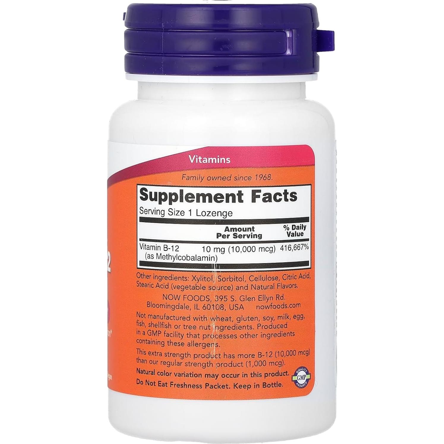 Suplemento NOW Foods Methyl B-12 10,000 mcg 60 Pastillas