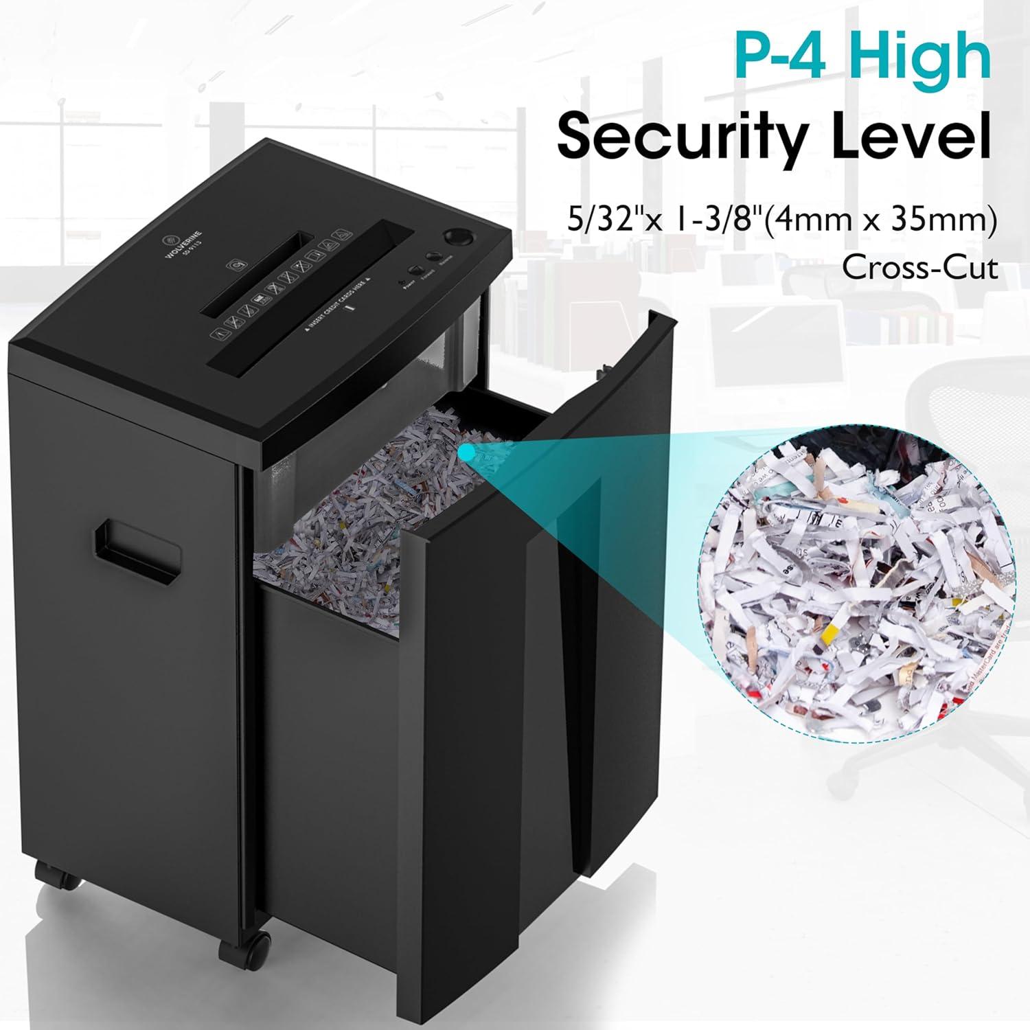 Trituradora de Papel WOLVERINE SD9113 18 Hojas Corte Cruzado