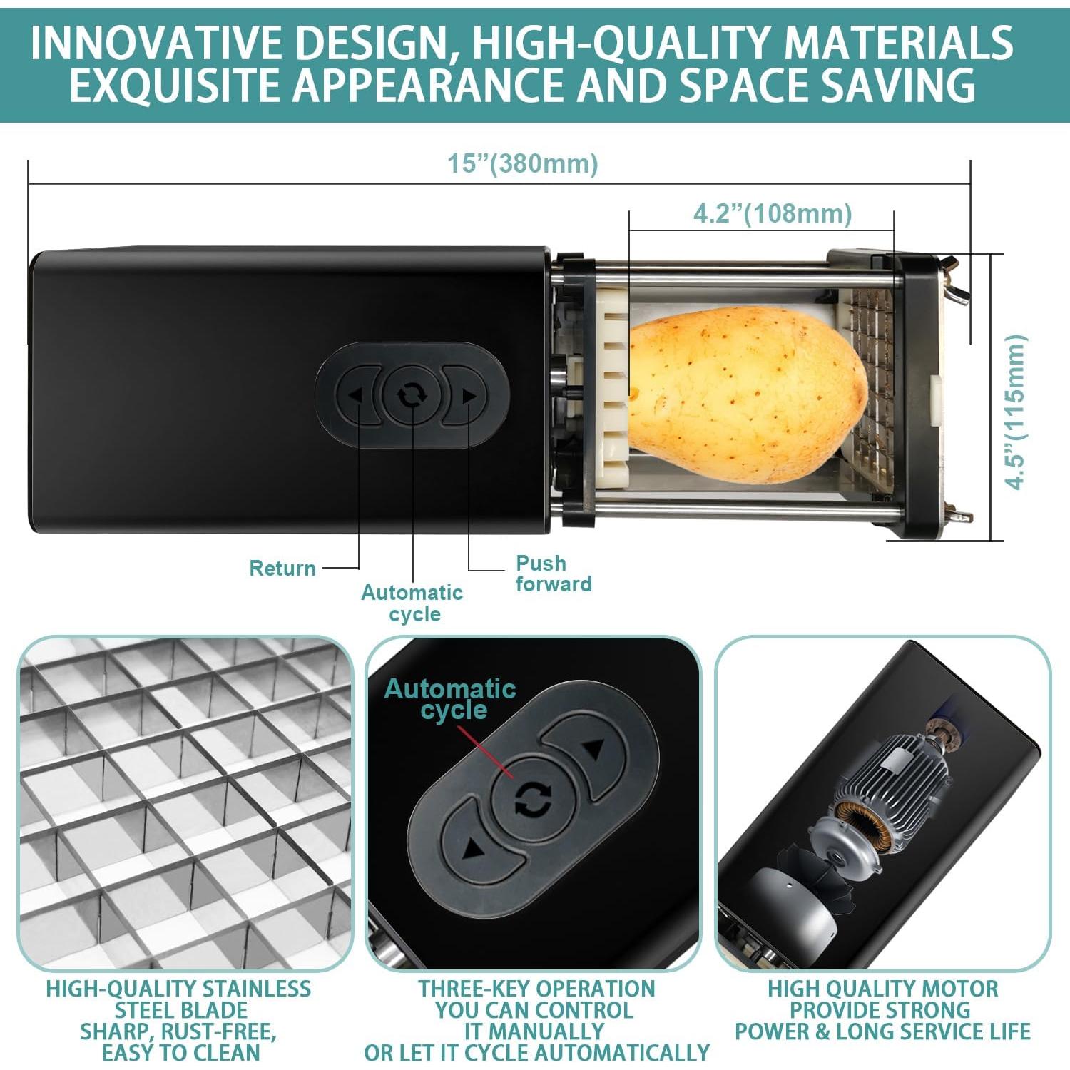 Cortador de Papas Fritas Eléctrico Fstcrt 1.27 cm y 0.95 cm