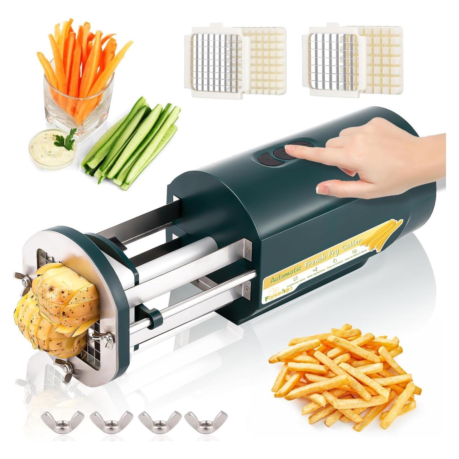 Cortadora de Papas Francesas Eléctrica Flyseago Verde 2 Cuchillas