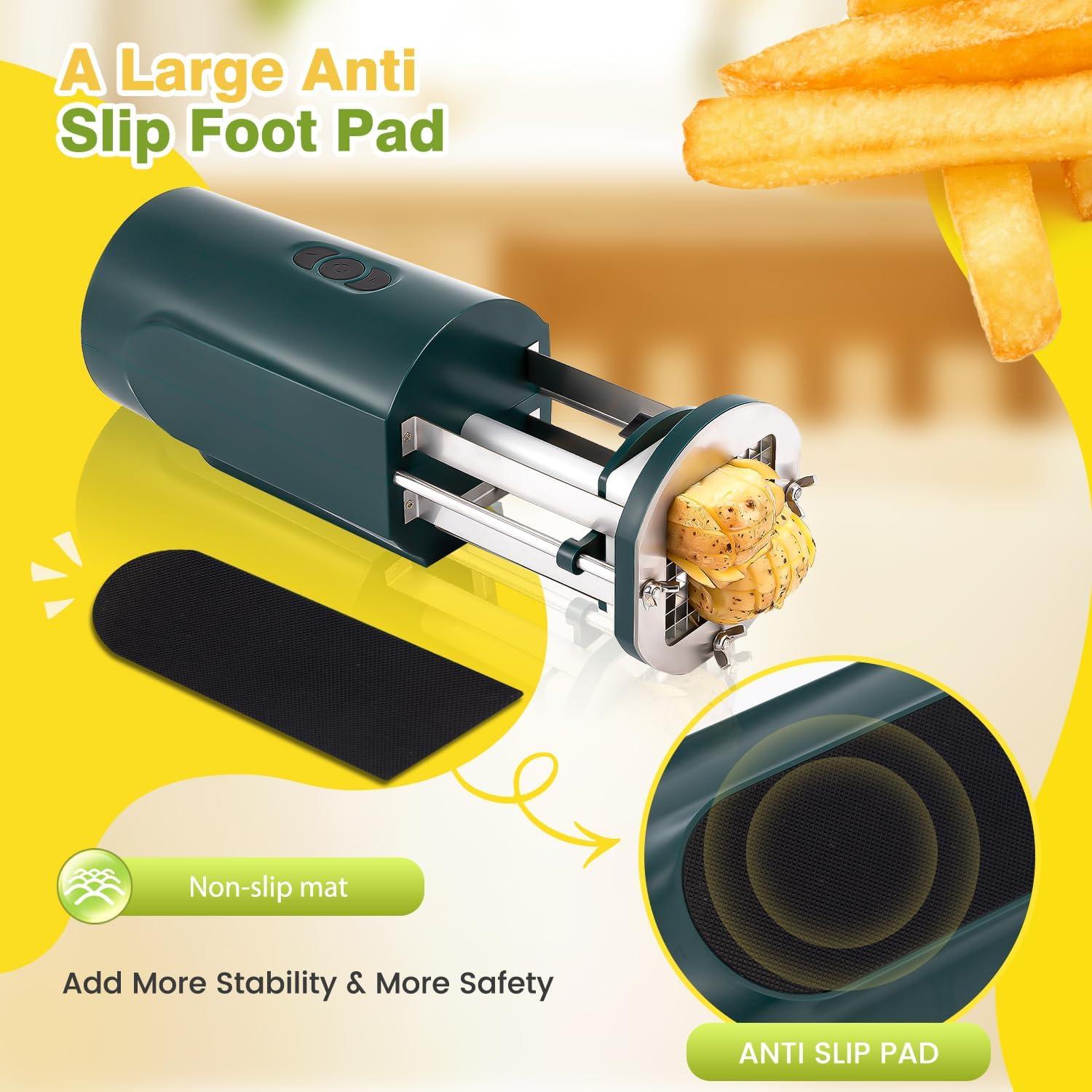 Cortadora de Papas Francesas Eléctrica Flyseago Verde 2 Cuchillas