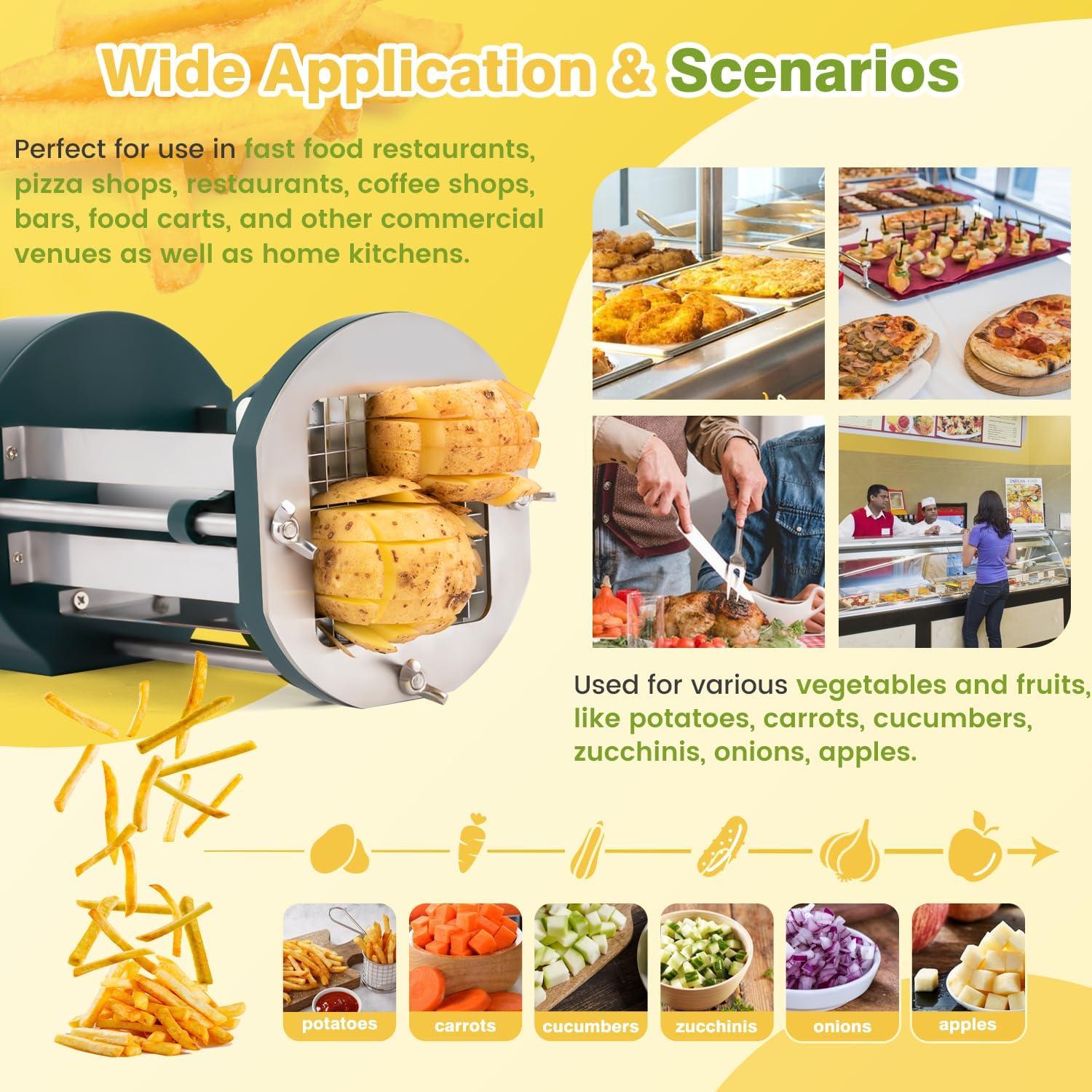 Cortadora de Papas Francesas Eléctrica Flyseago Verde 2 Cuchillas