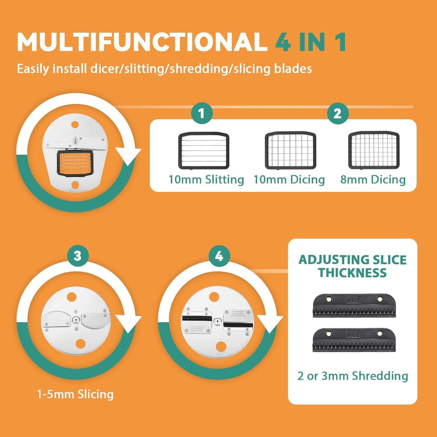 Picadora de Verduras Automática Newhai DZ-2 200W Acero Inoxidable