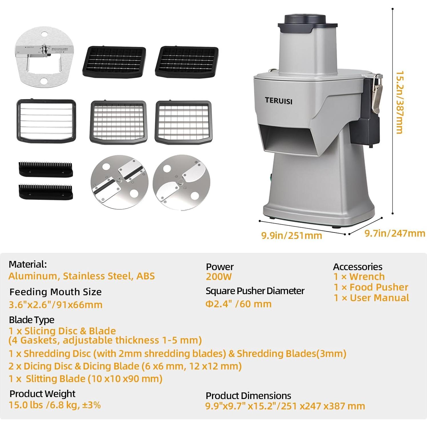 Picadora de Verduras Eléctrica 200W TERUISI GJ817 4 en 1