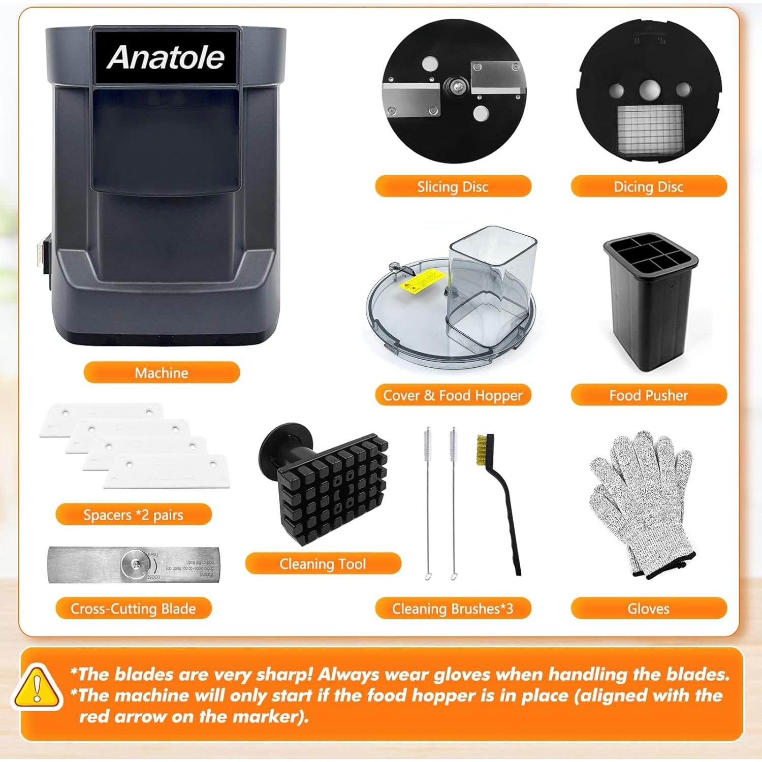 Cortador de Verduras Eléctrico Anatole CFP-1 100W Acero Inoxidable