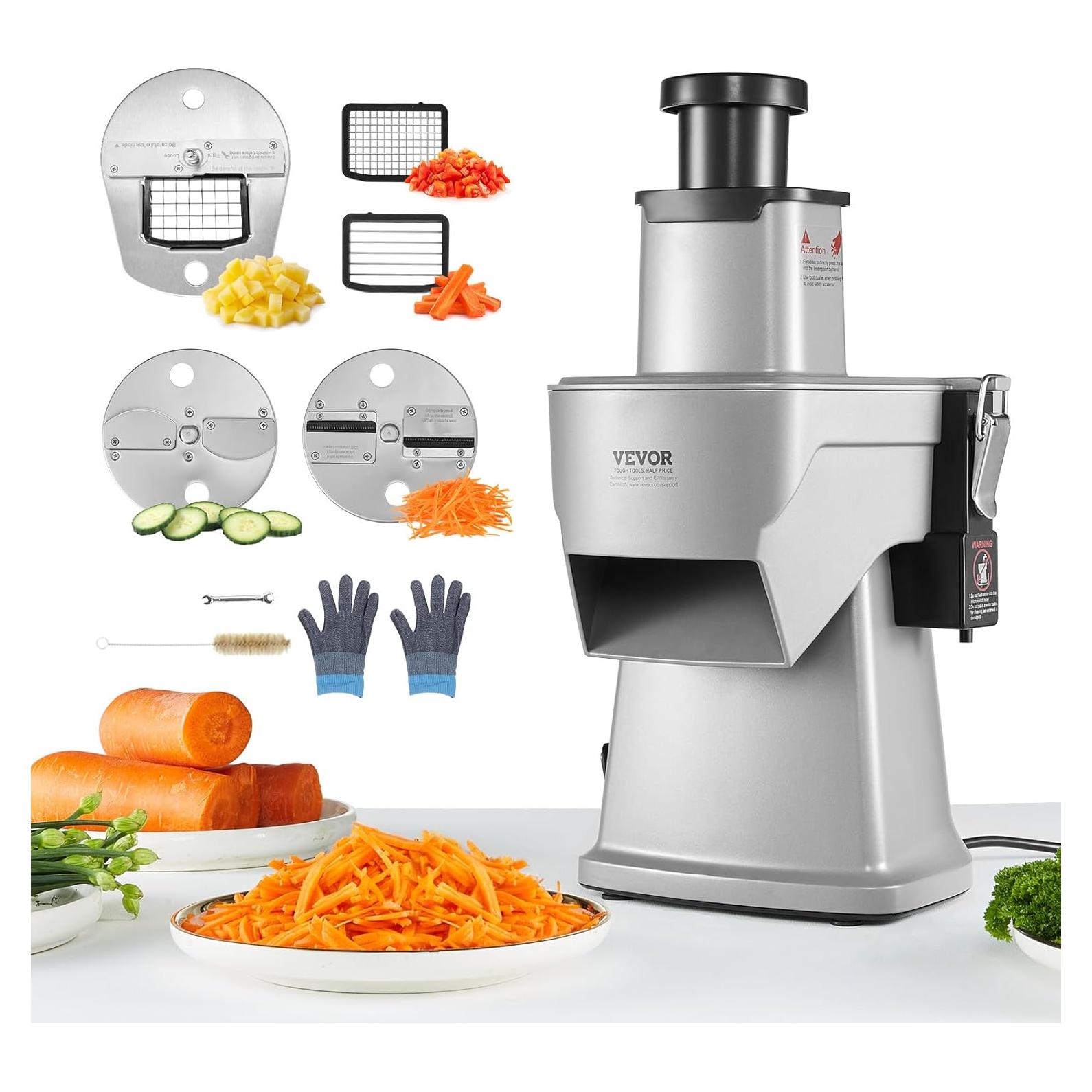 Cortadora de Verduras Eléctrica VEVOR 4 en 1 200W Acero Inoxidable