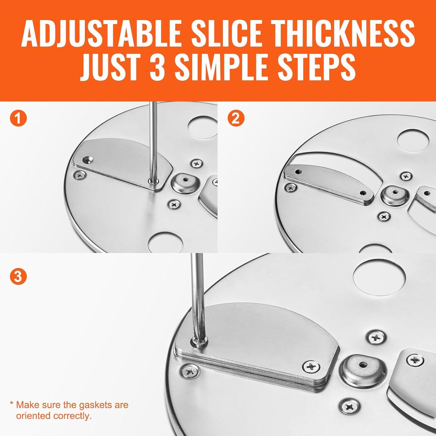 Cortadora de Verduras Eléctrica VEVOR 4 en 1 200W Acero Inoxidable