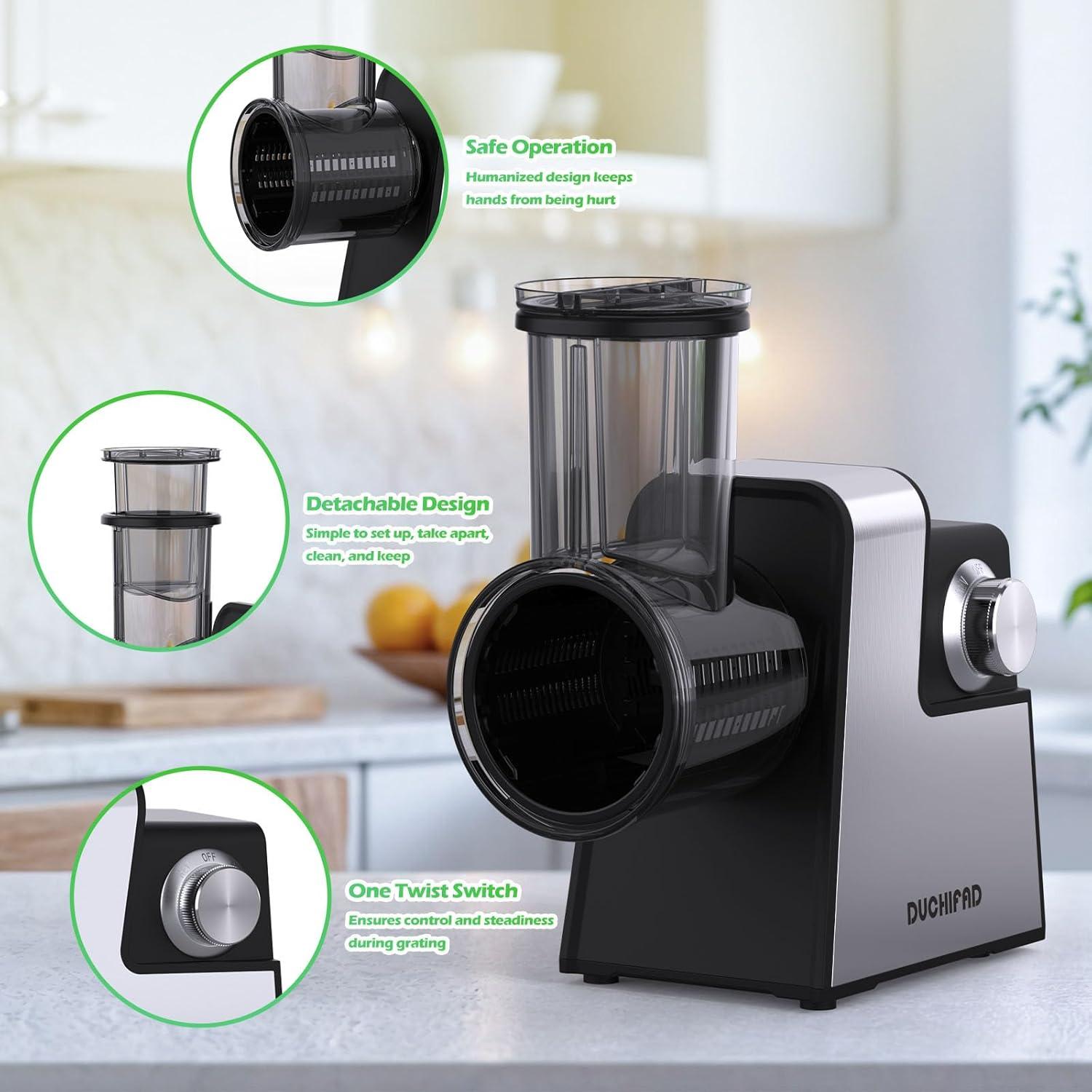 Rallador de Queso Eléctrico DUCHIFAD con 5 Cuchillas Inoxidable