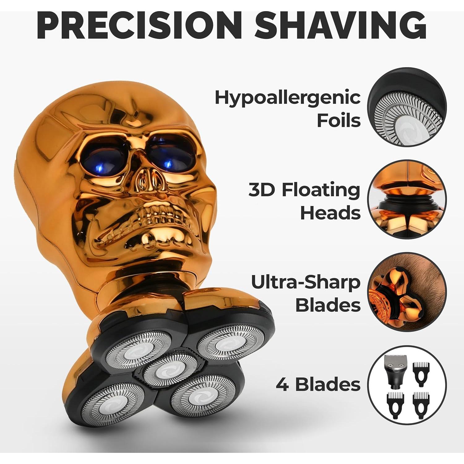 Afeitadora Eléctrica de Cabeza Calva Raznia GS-3BL Dorada
