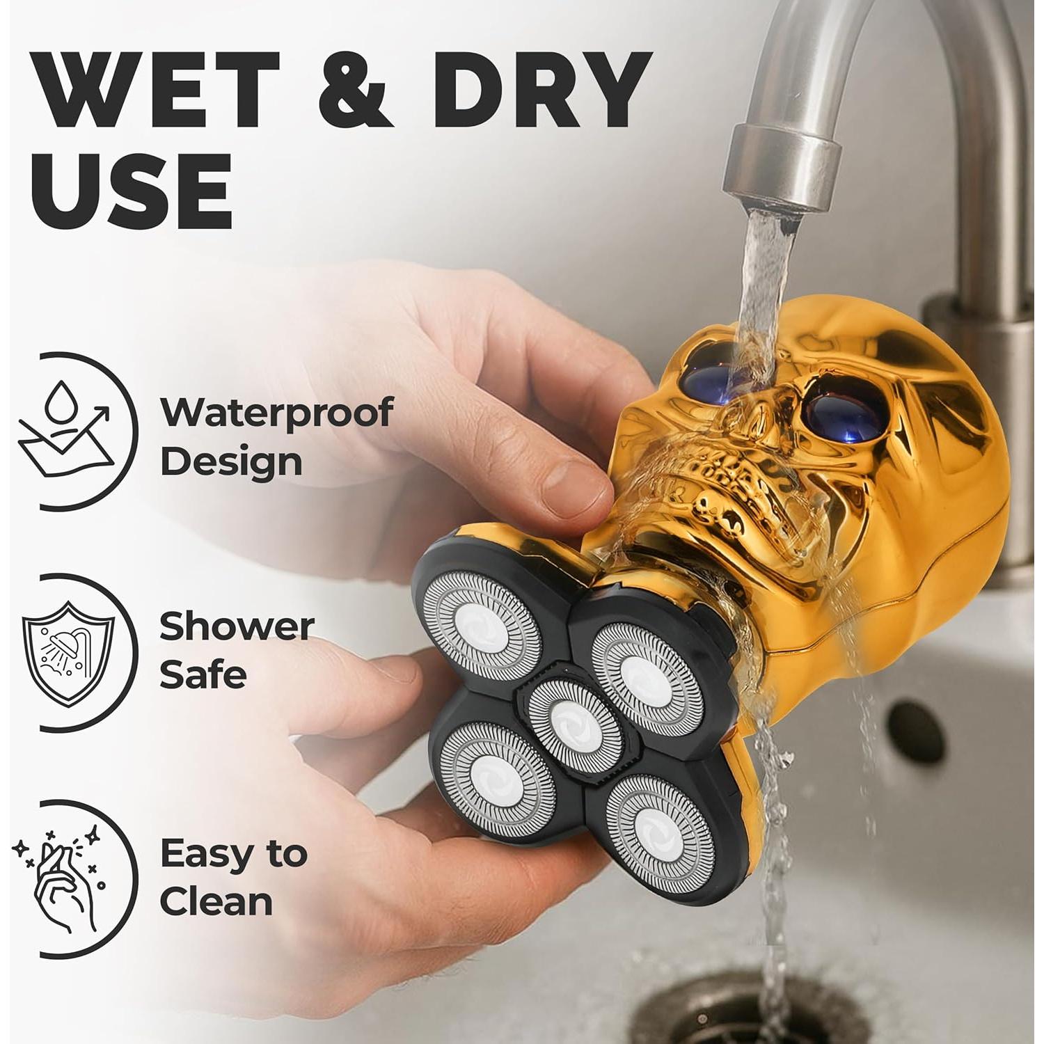 Afeitadora Eléctrica de Cabeza Calva Raznia GS-3BL Dorada