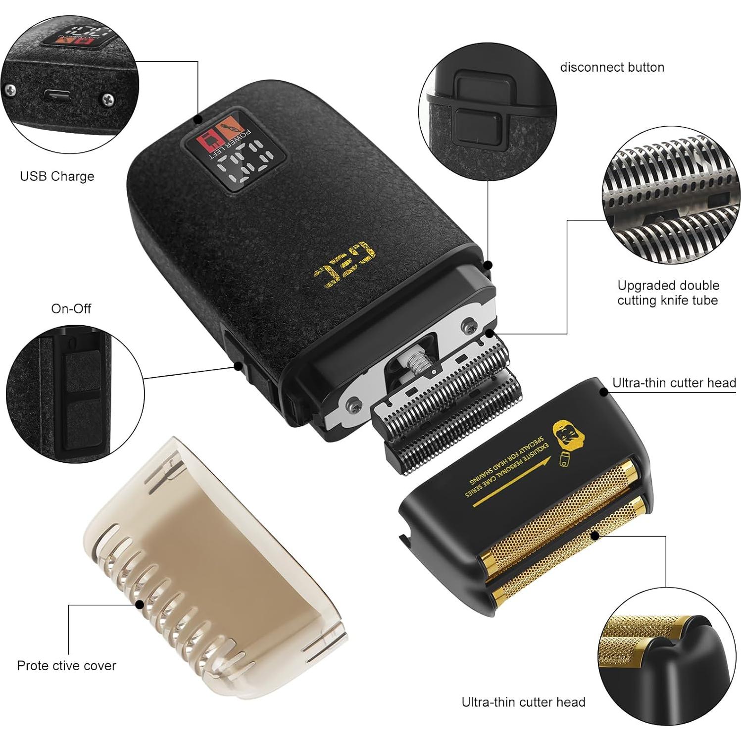 Afeitadora Eléctrica GEC C-8010 2-en-1 Recargable con LED