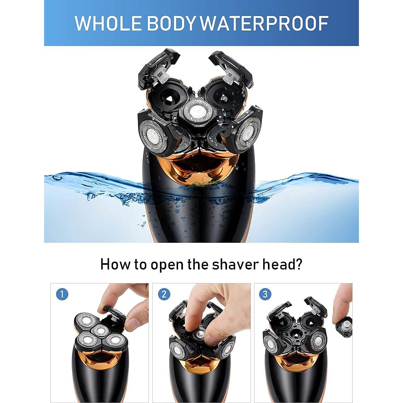 Afeitadora eléctrica 5 en 1 Dghvin Oro 5D recargable USB