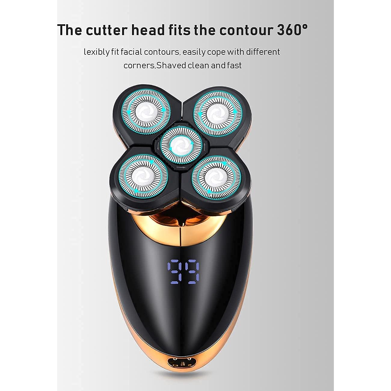 Afeitadora eléctrica 5 en 1 Dghvin Oro 5D recargable USB