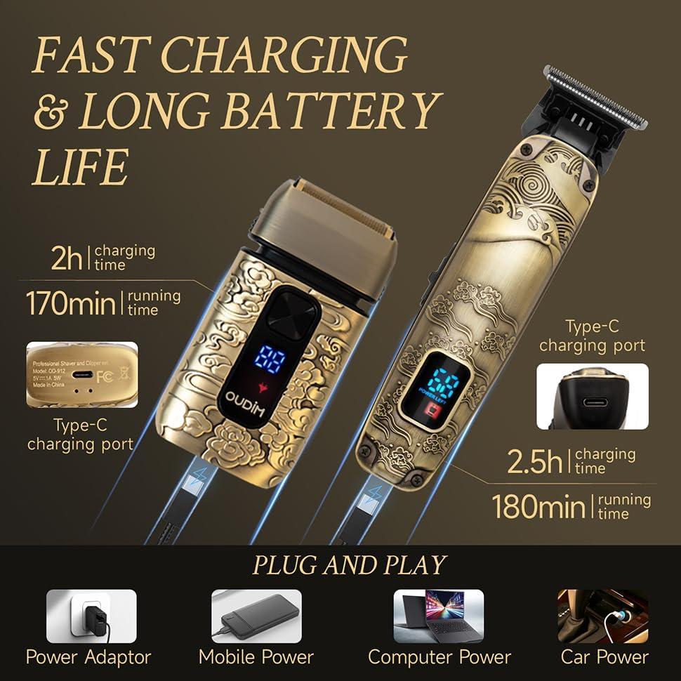 Afeitadora eléctrica para hombres Aikeer OD-912, impermeable y USB