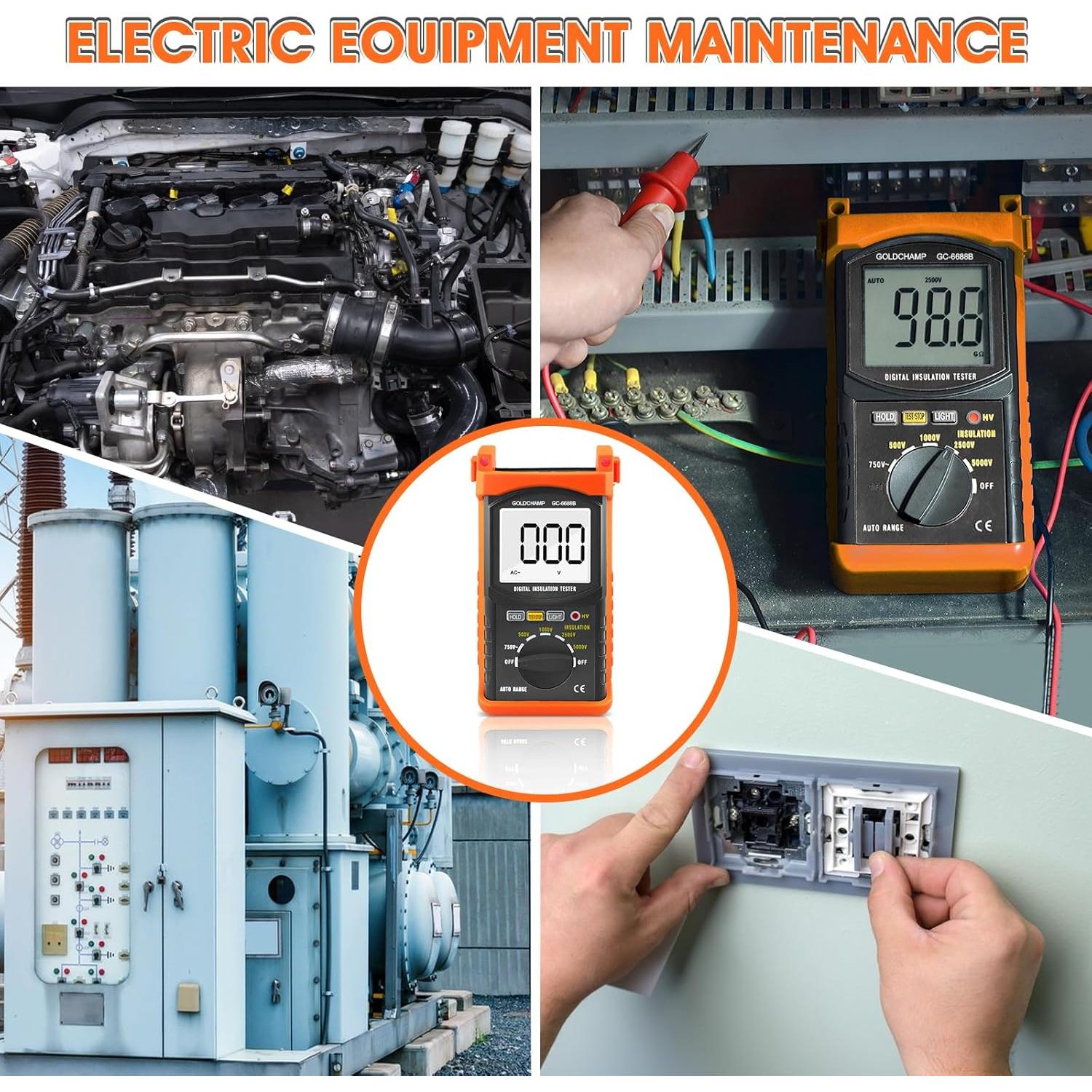 Megóhmetro Digital GC-6688B 200G Ohm 5000V Pantalla Retroiluminada