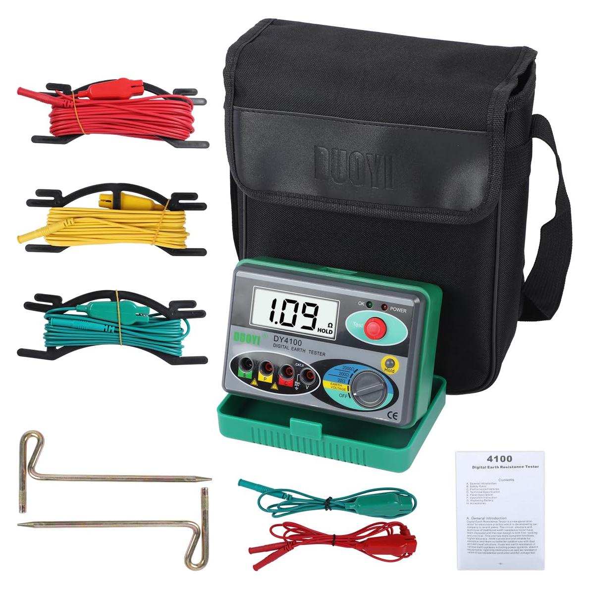 Tester Digital de Resistencia a Tierra DUOYI DY4100 0-2000Ω