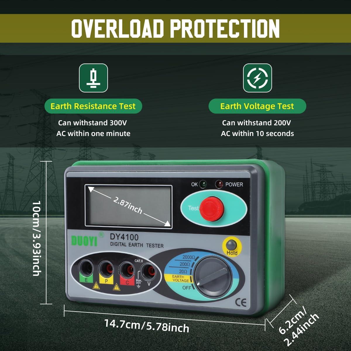 Tester Digital de Resistencia a Tierra DUOYI DY4100 0-2000Ω