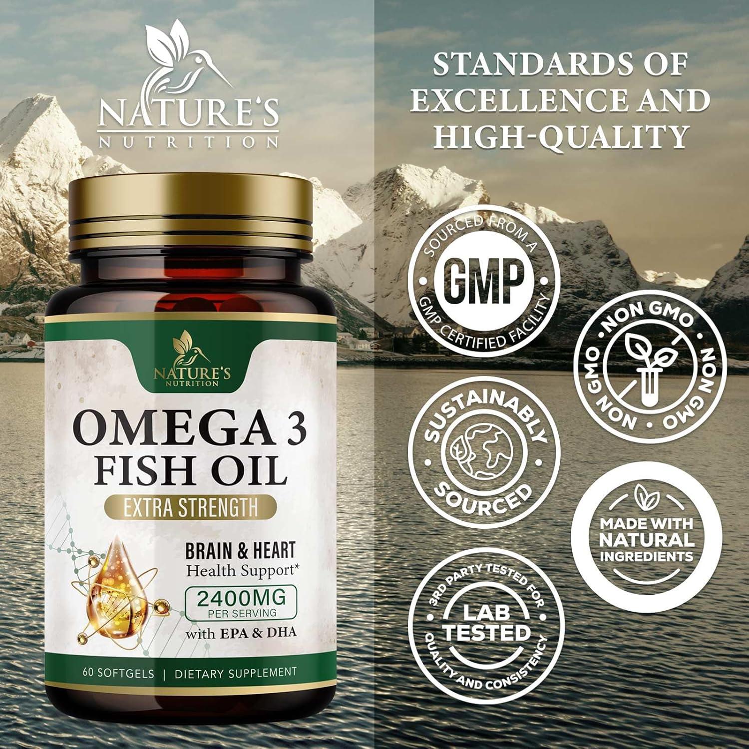 Suplemento Omega 3 Aceite de Pescado Nutrición de la Naturaleza 2400 mg - 60 Cápsulas Blandas