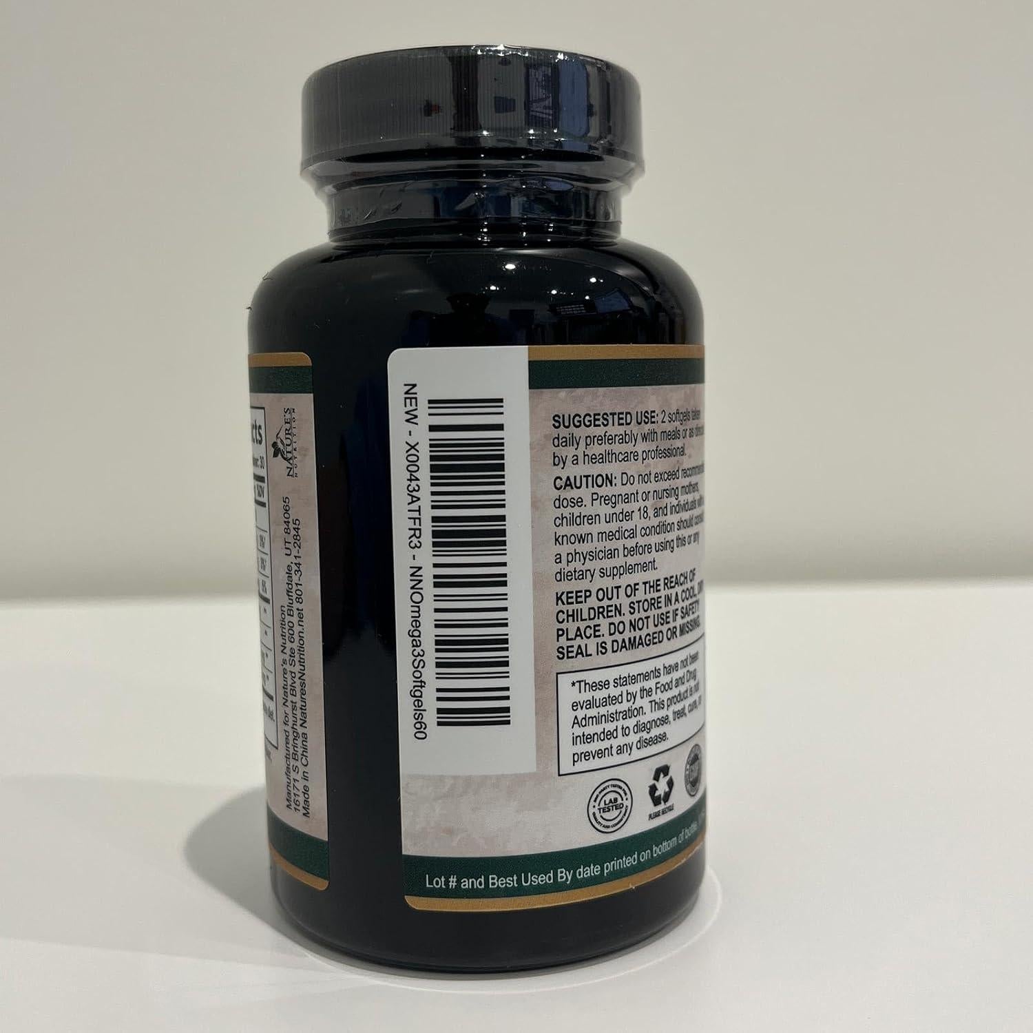Suplemento Omega 3 Aceite de Pescado Nutrición de la Naturaleza 2400 mg - 60 Cápsulas Blandas