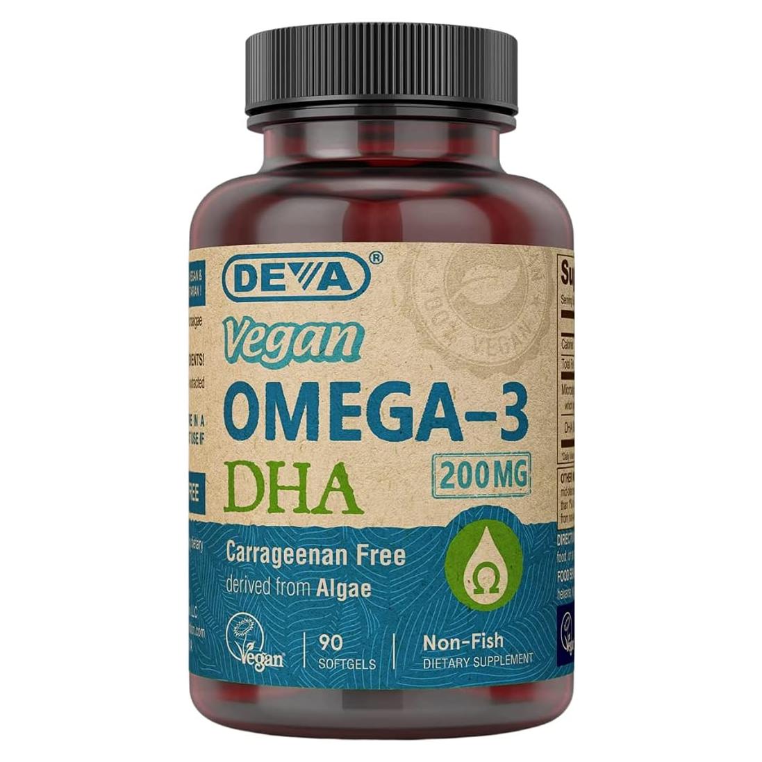 Suplemento Omega-3 DHA Vegano Deva 200 MG - 90 Softgels