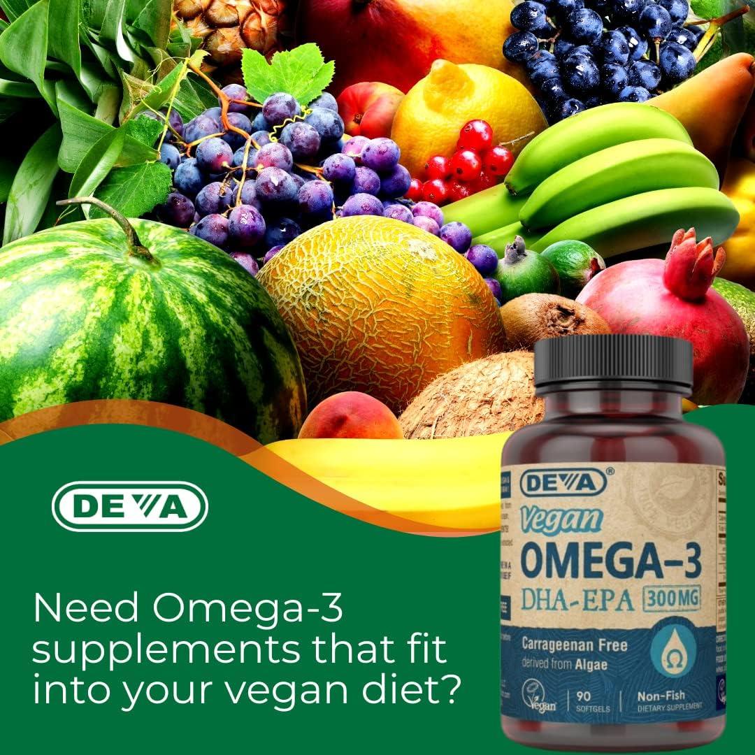 Suplemento Omega-3 DHA Vegano Deva 200 MG - 90 Softgels